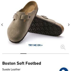 Birkenstock Boston Soft Footbed Suede Leather Clogs Taupe